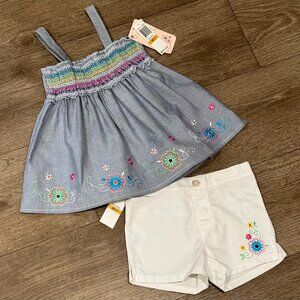 Toddler Girls KIDS HEADQUARTERS 2-Pc SHORTS Outfit Chambray Blue WHITE Halter
